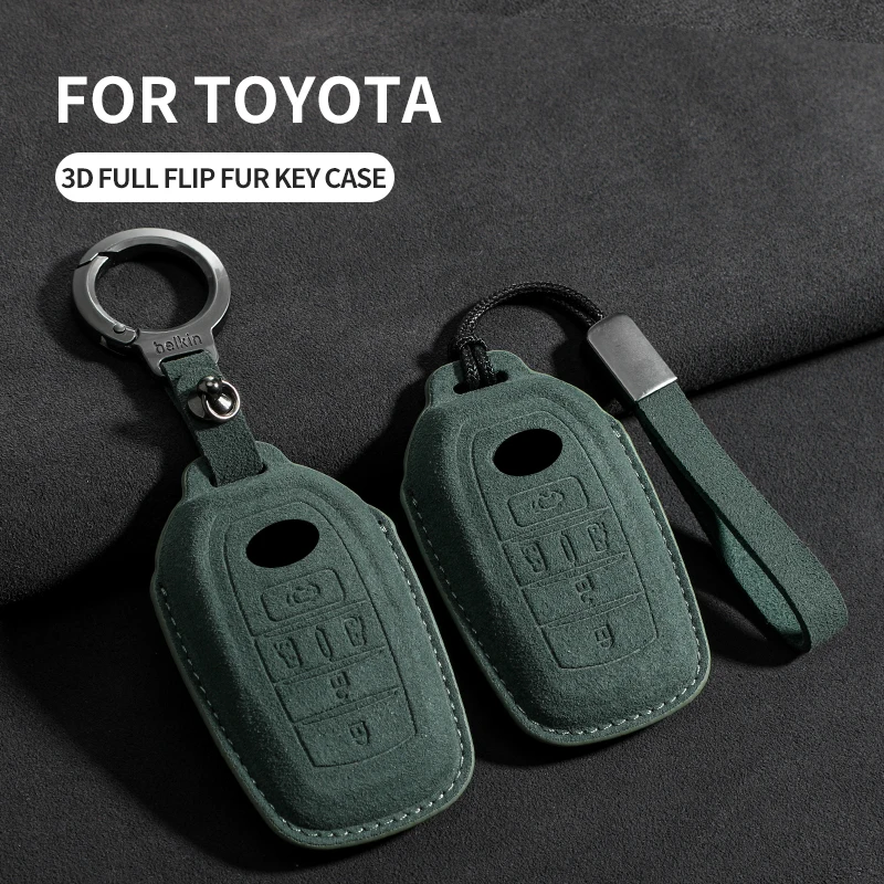 

Suede Car Key Case Cover Shell Fob For Toyota Alphard Crown Vellfire Previa Cars Remote Key Shell Durable Protecter Accessories