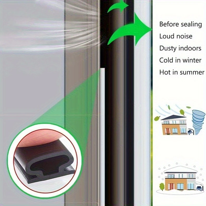 1 Piece Security Door Access Door Window Sealing Strip TPE Weatherproof Anti-Collision Strip Sound Insulation Self-Adhesive