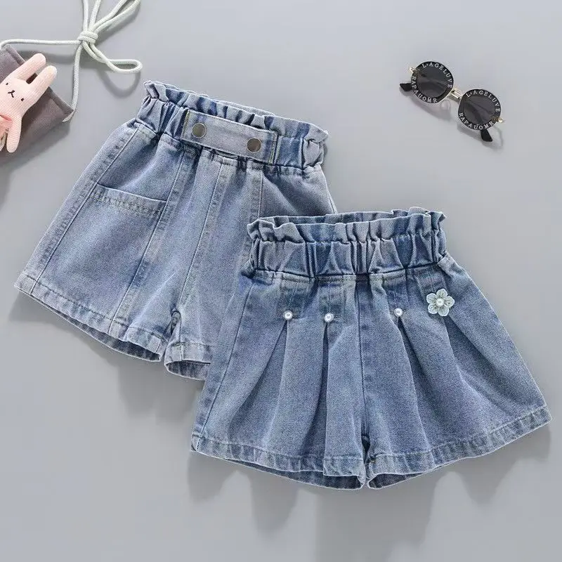 

Summer Kid Girls' A-line Shaped Denim Shorts Korean Fashion Hot Pants New Children's Jeans 3-12Year Young Girls' Shorts Jeans