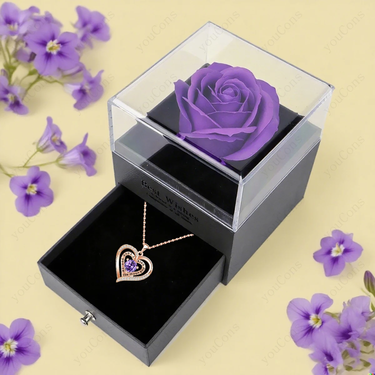 القلب الزركون قلادة قلادة مع صندوق الورد 2025 مجموعة مجوهرات جديدة للمرأة صديقة زوجة عيد الحب عيد الميلاد هدية عيد ميلاد