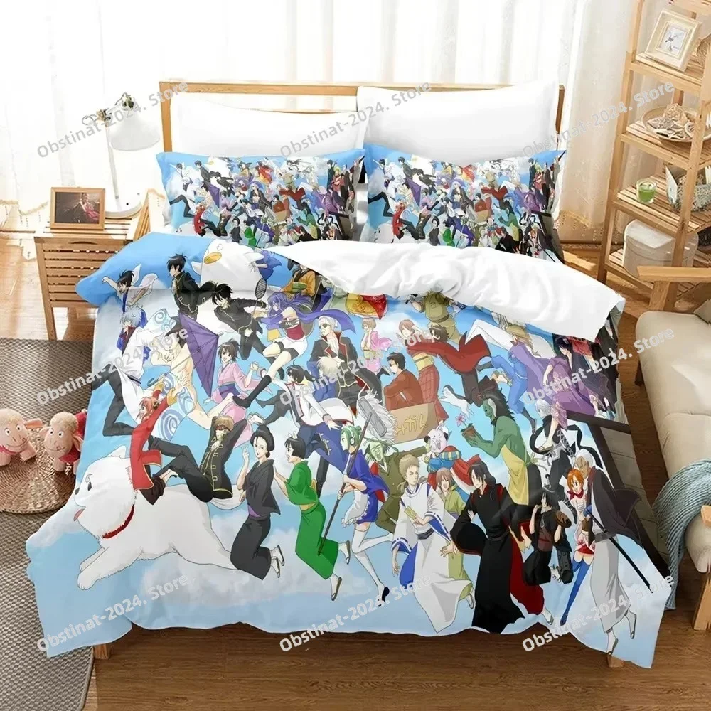 Anime GINTAMA Gintoki Bedding Set Duvet Cover Full Queen King Size Pillowcase Bed Printed Bed Set Aldult Kid Bedroom Single Twin