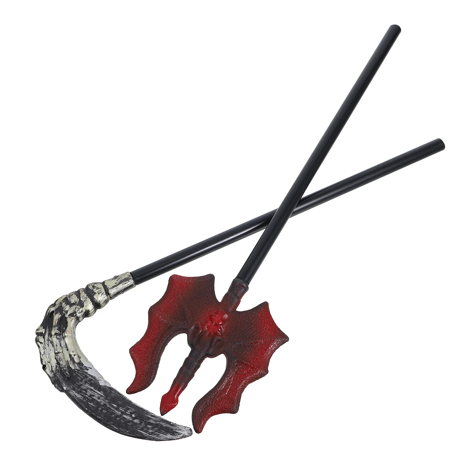 

2pcs Demon Scythe Prop Durable Pp Material Halloween Costume Accessory For Cosplay Party Carnival Decor Plastic