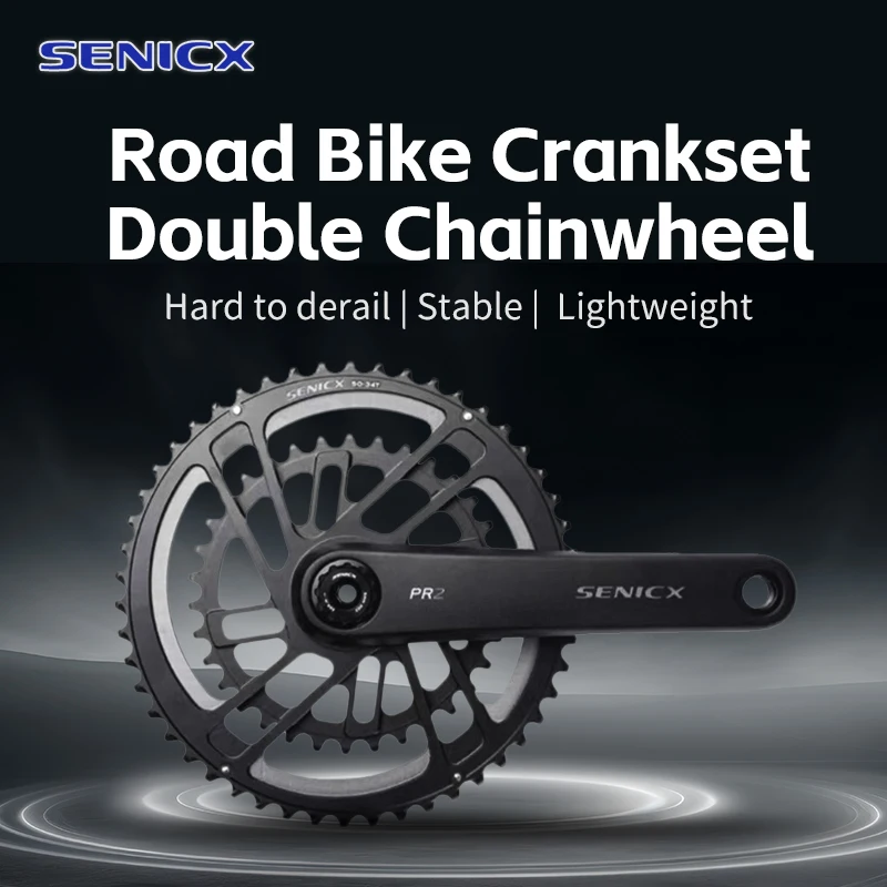 SENICX PR2 DUB Crank with Chain Ring 46-30T 50-34T 52-36T 53-39T Crankset 28.99 BB 165mm/170/175 Road/Fixie Bicycle Accessories