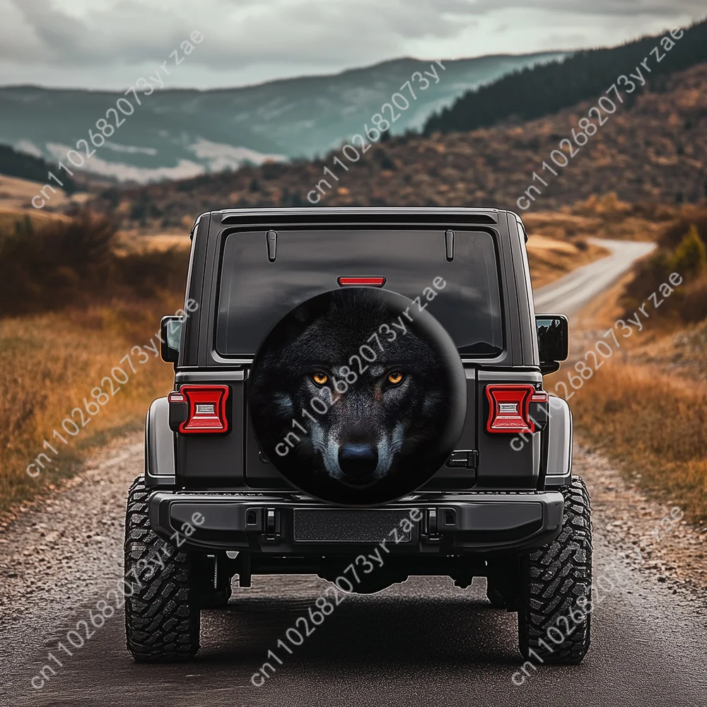 Stunning Black Wolf Various Models Spare Tire Cover Sand Dust Prevention Protect Wind Rain Tire Cover Sturdy Durable Tire Covers
