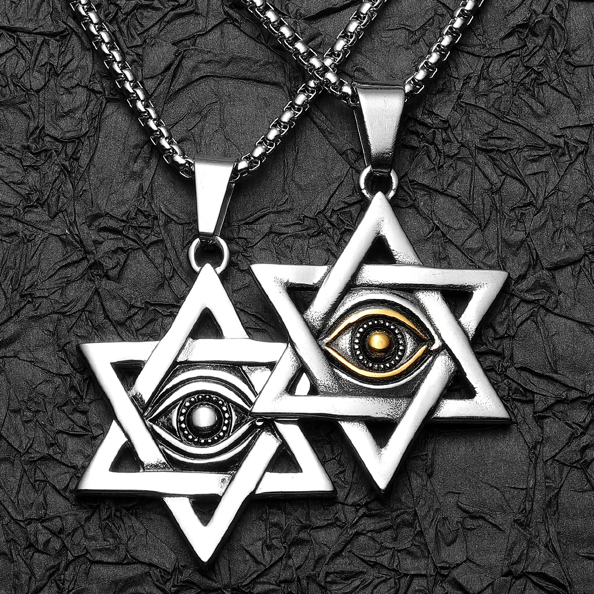 Seal of Solomon Eye of Light Stainless Steel Men Necklaces Pendant Chain Punk Stylish For Women Fashion Jewelry Gifts Wholesale