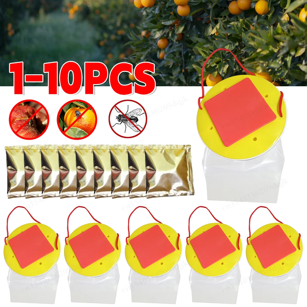 

1-10PCS Hanging Fly Catcher Killer Pest Control Reusable Fly Trap Flytrap Pack Traps Outdoor Garden Hanging Flycatcher with Bait