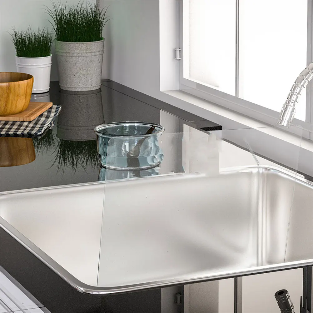 

Acrylic Sink Splash Guard 35x5x21cm Anti Splashing Retaining Plates for Kitchen Bathroom Easy Clean Surface Kitchen Bar