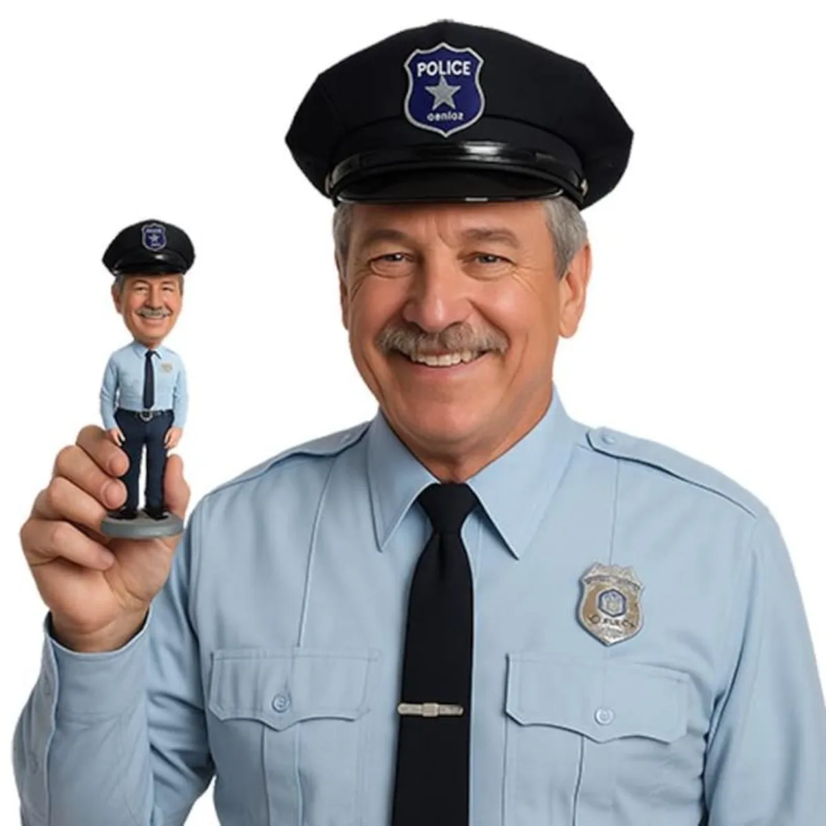 

Custom Bobblehead From Photo Personalized Handmade Clay Police Officer Figurine Unique Gift For Cop Retirement Birthday