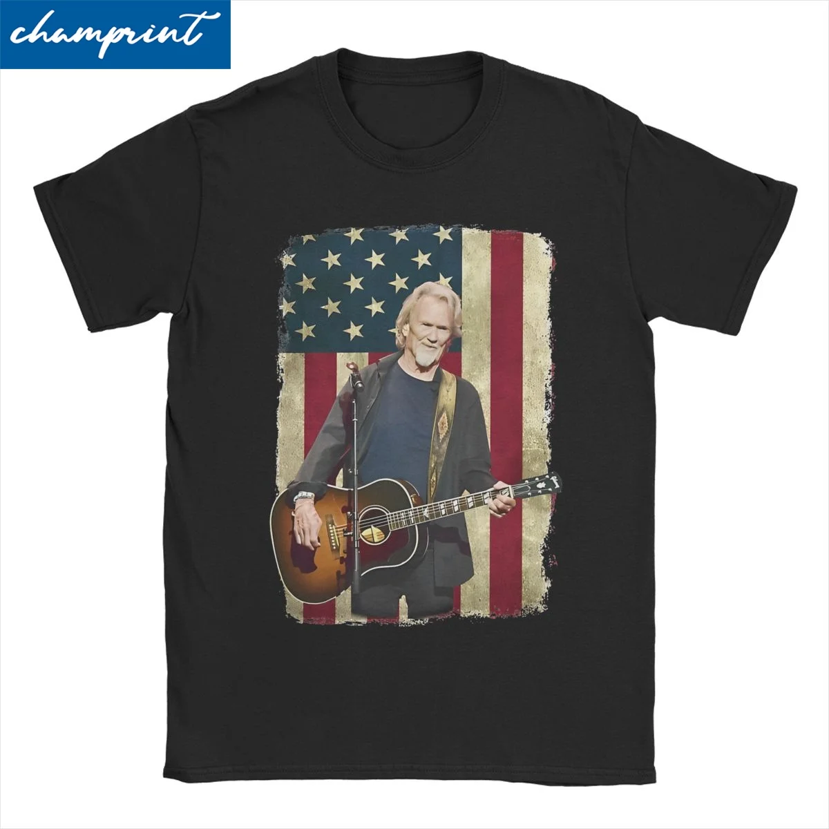 Novelty Vintage American Flag Kris Kristofferson Legend T-Shirt Men Women Cotton T Shirts Short Sleeve Tees Adult Clothes