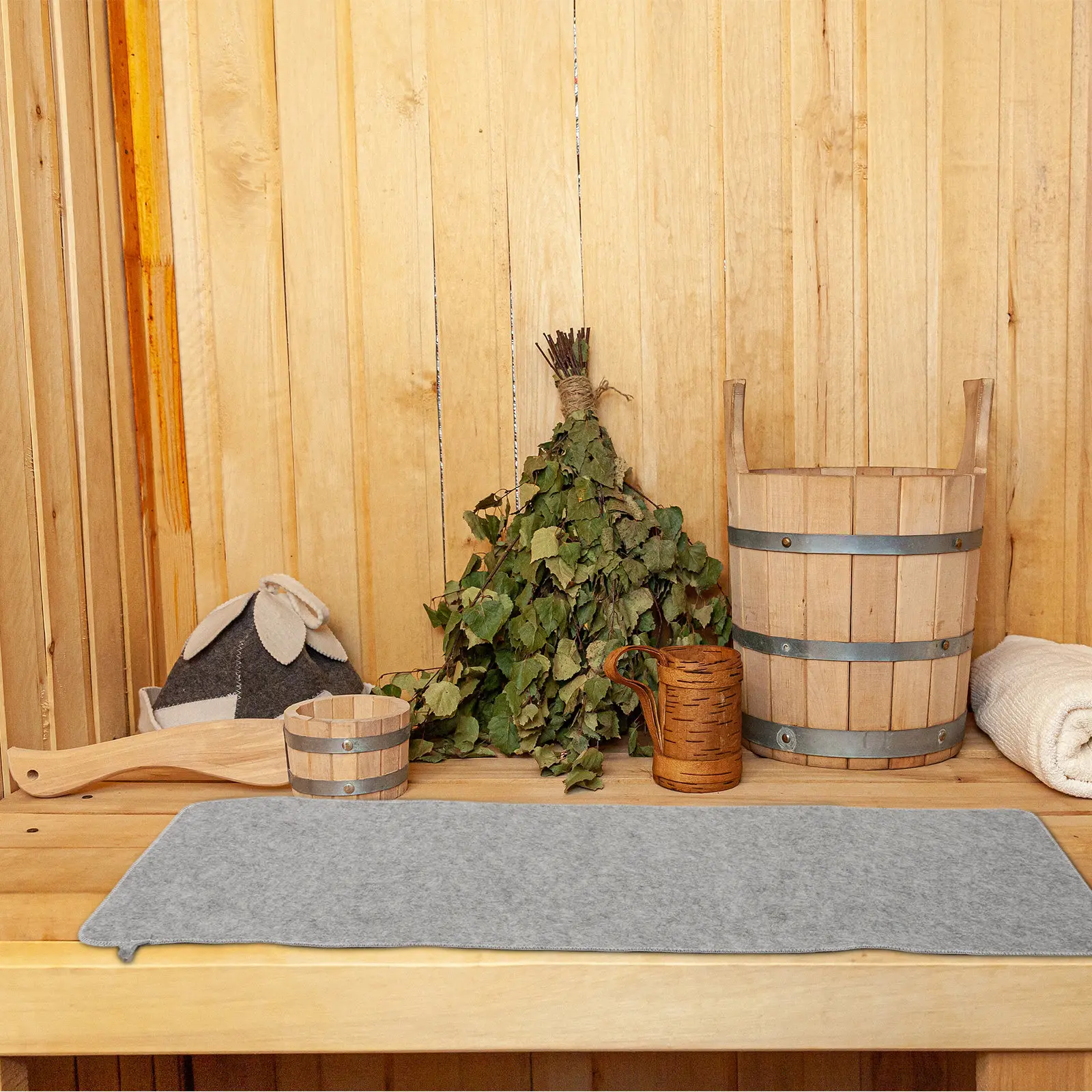 Felt Sauna Seat Cushion 43.31x15.75in Portable Spa Floor Mat Water Absorption Heat Insulation For Steam Room And Shower Rooms
