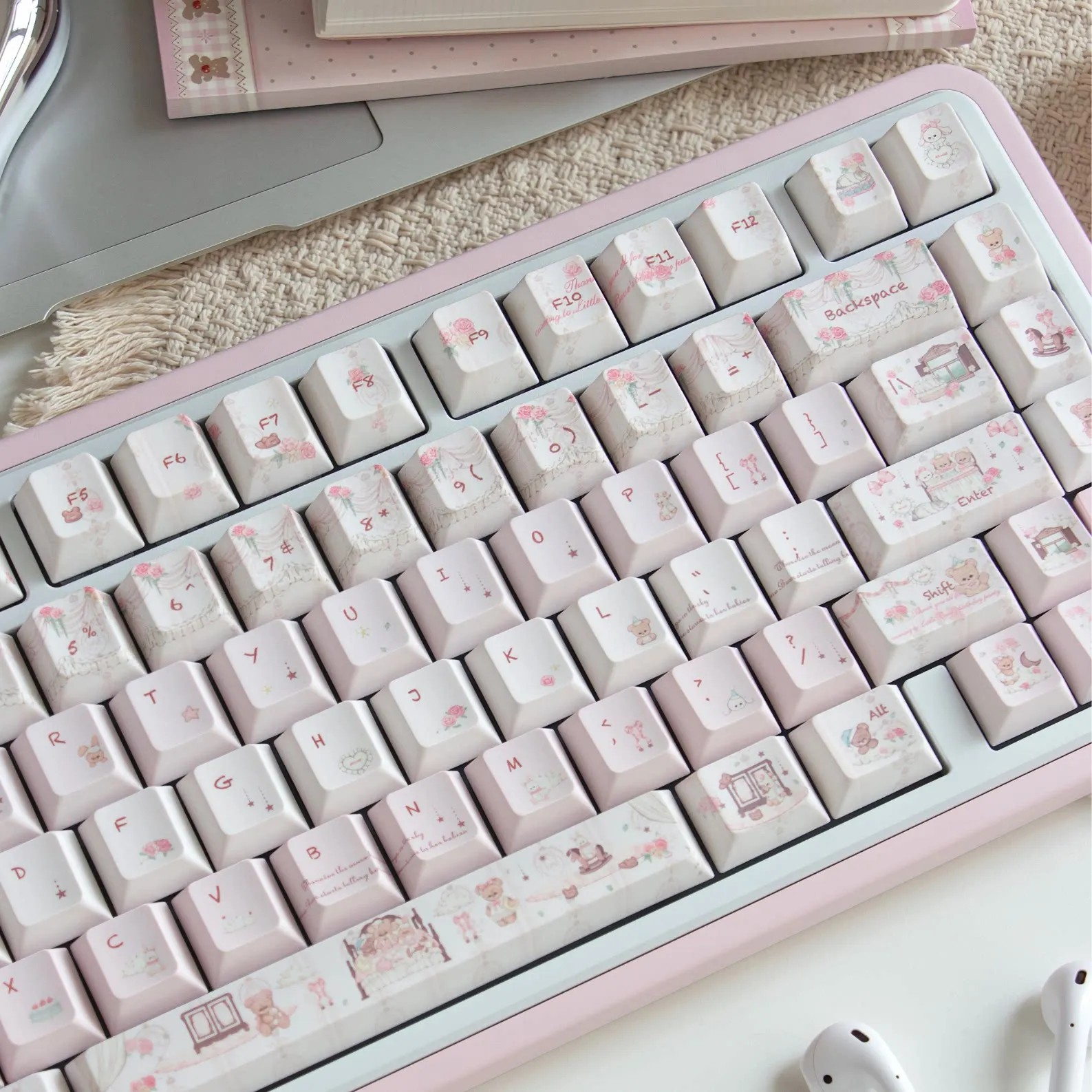 Doll Party Theme Keycaps Set PBT Cherry Profile Sublimation 139 Keys Custom Original Handmade Keycaps for Mechanical Keyboard