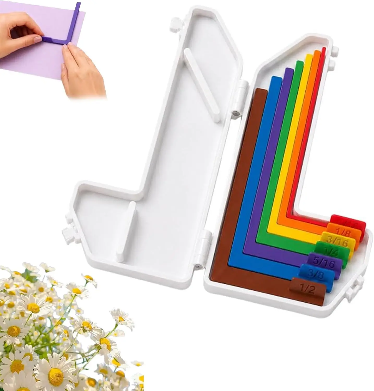 

7 Pcs Precision Paper Crafting Alignment Guides Set with Storage Case Color Coded Tools for Card Making Scrapbooking DIY