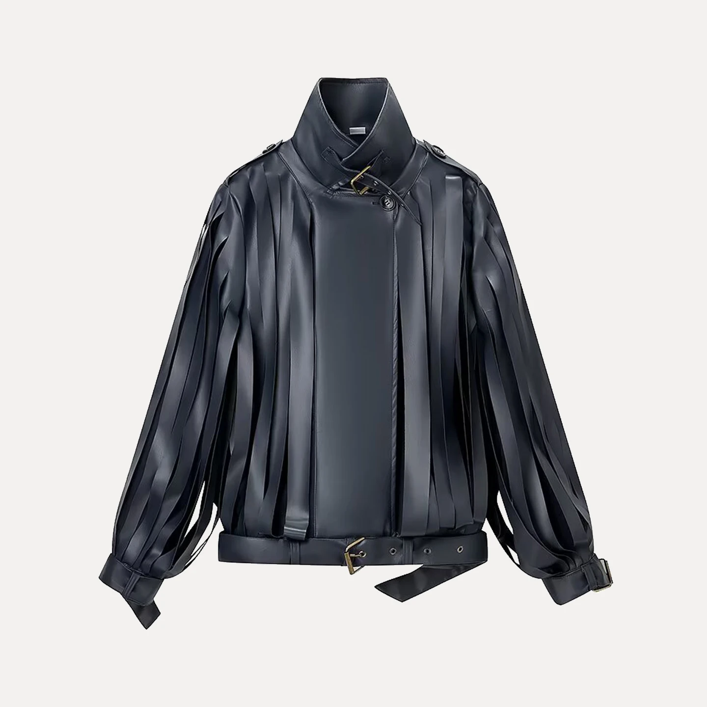 2025 inverno nova chegada feminino longo sve franjas lapela commute versátil high-end sentir casaco ele europeu sle couro...