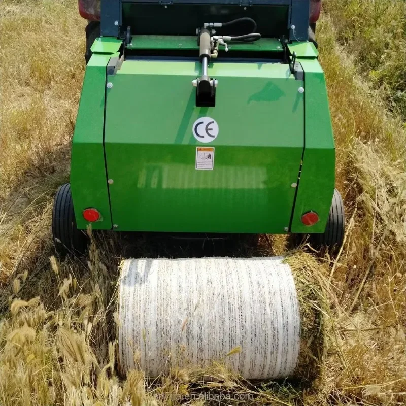 【Más vendido】Mini máquina empacadora de paja de heno redonda Pto montada en Tractor, empacadora redonda, uso de red de envoltura de paleta, empacadora de heno redonda