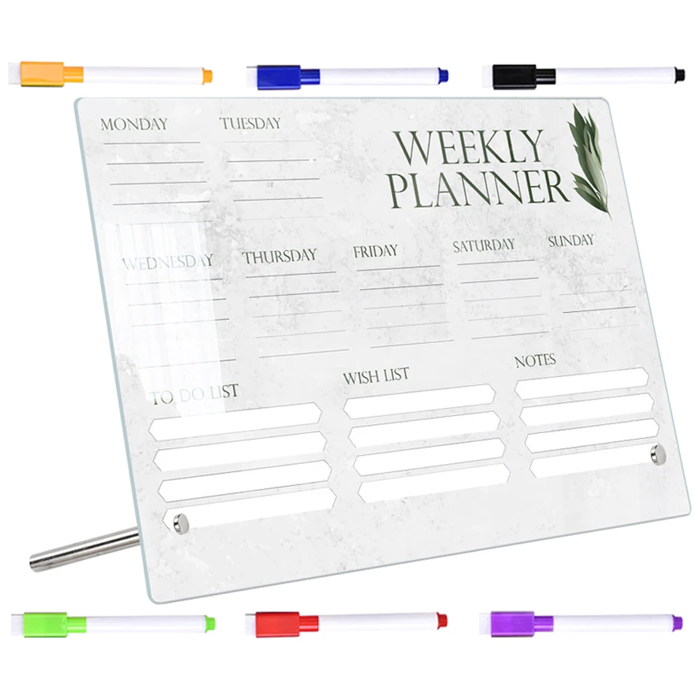 

1 Set Clear Acrylic Dry Erase Board Reusable Weekly Planner Wall Mounted Memo Writing Board For Office Home School With Pen