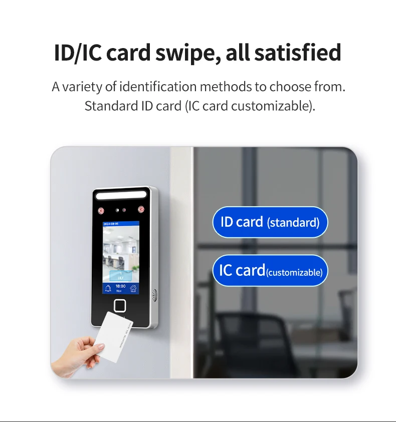 Biometric Facial Recognition Attendance Machine Dynamic Face & Card Access Control Employee Clock-In Clock-Out All-in-One System