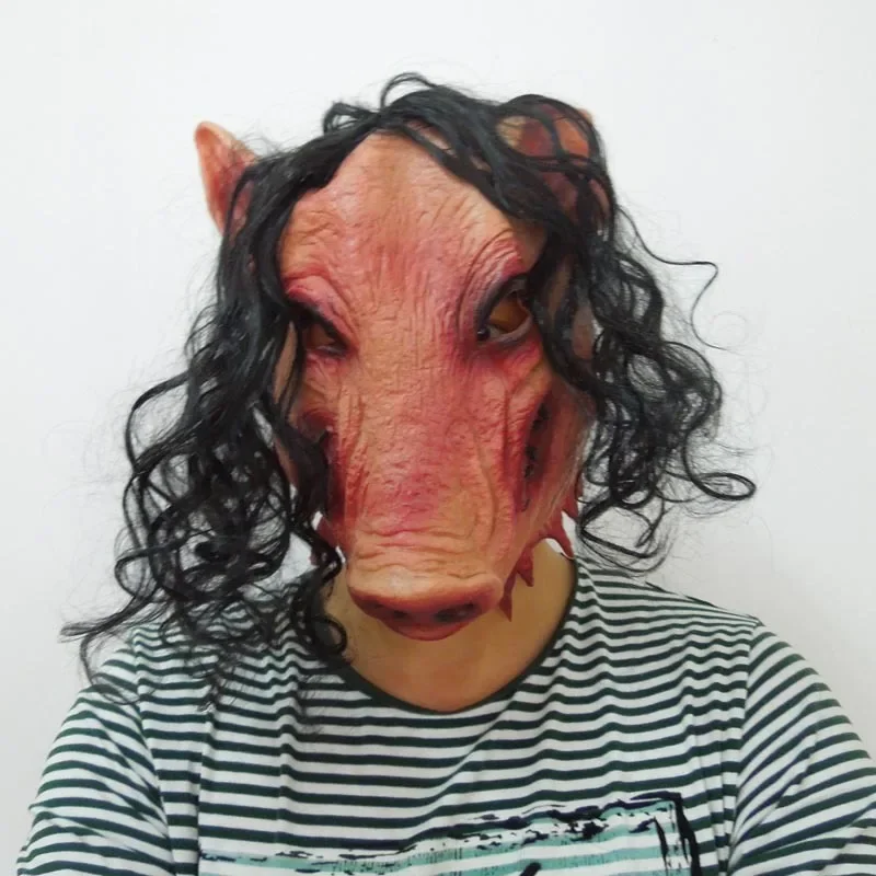 Halloween Scary Saw Pig Head Mask Cosplay Party Horrible Animal Masks Horror Adult Costume Fancy Dress Accessories