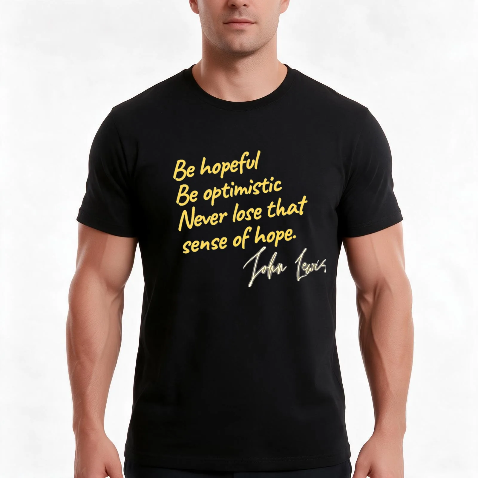 John lewis inspirational quotes, john lewis T-Shirt, Summer Casual Cotton Tee, Oversized Streetwear Tops, Vintage Graphic Print