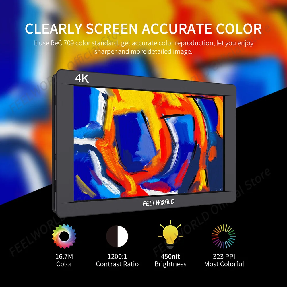 FEELWORLD-DSLRフィールドモニター、fw703、ips、フルHD、3g、sdi、4k、hdmi、7インチ、1920、1200、スタビライザージンバル用ヒストグラム付き