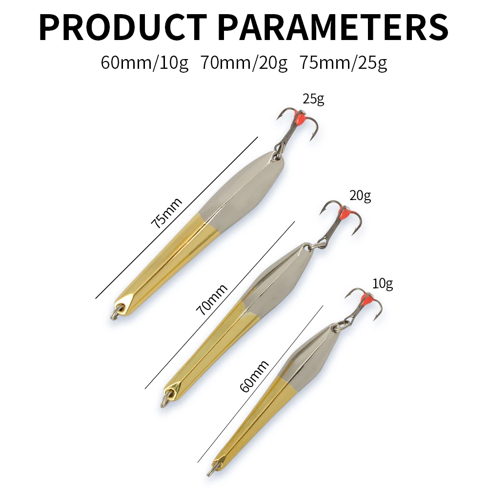 FTK Ice Fishing Lure Aluminum Alloy Wobbler Spinners Spoon 10g 20g 25g Metal Hard Artificial Bait Treble Hook for Winter Fishing - Image 5