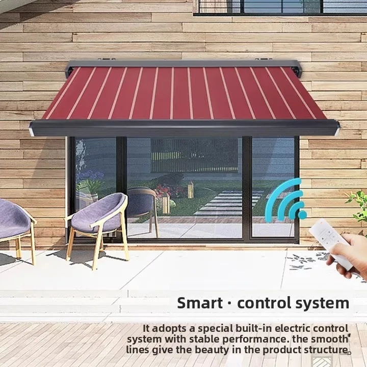 Manufacturer-Sourced Courtyard Outdoor Rain Shelter Foldable Retractable Sunshade Electric Remote Control Acrylic Sail Material