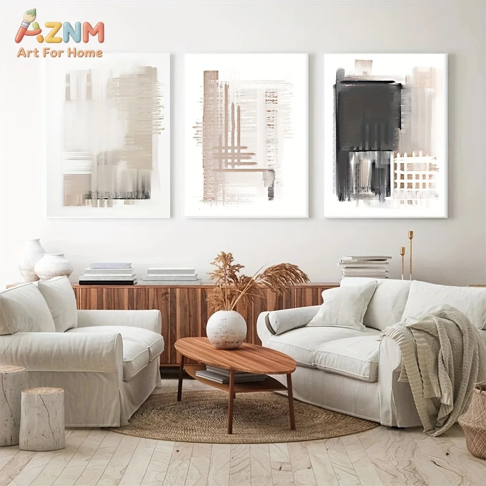 1pc/3pcs Minimalist Abstract Poster Boho Style Canvas Painting Wall Nordic Neutral Art Print Morden Picture For Home Decor