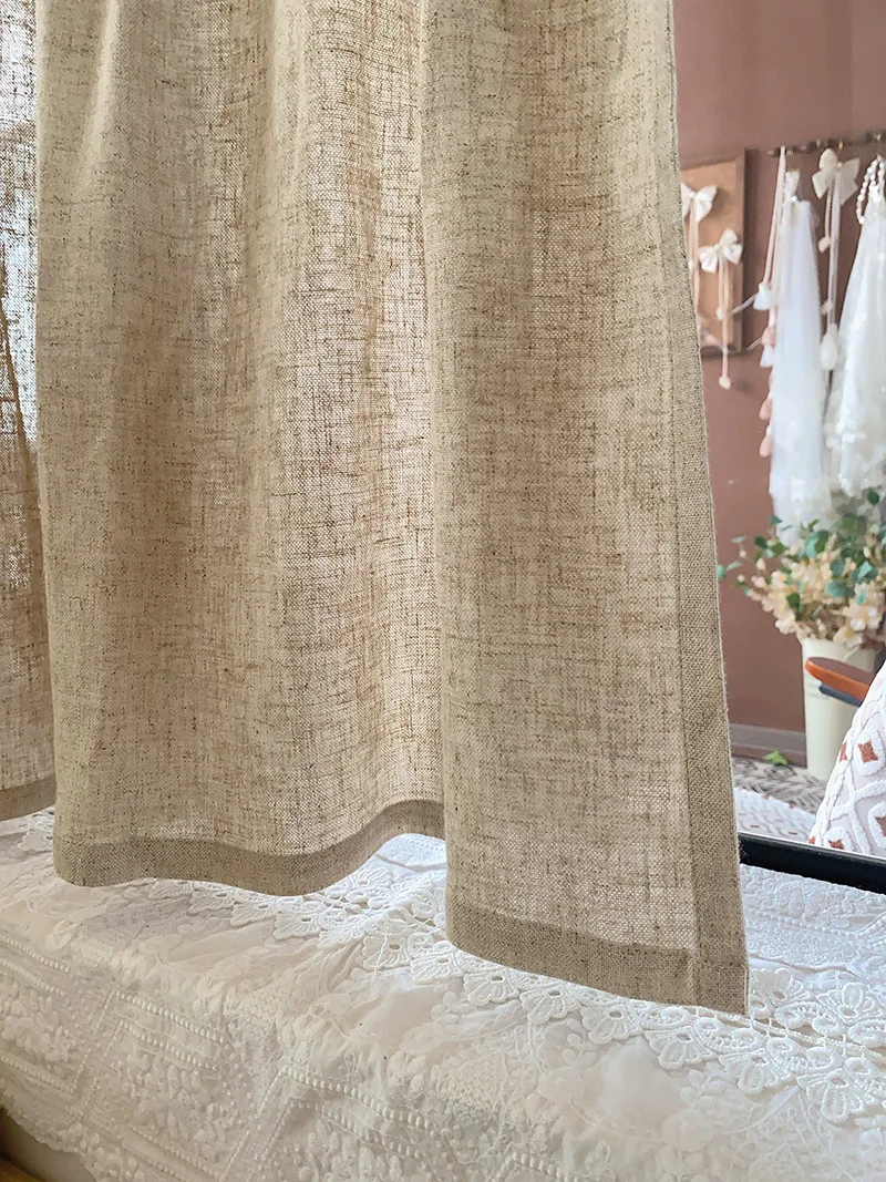 Atmosphere Home Original Design Retro Linen Short Curtains for Living Room Cabinet Window Kitchen Door Half Curtain
