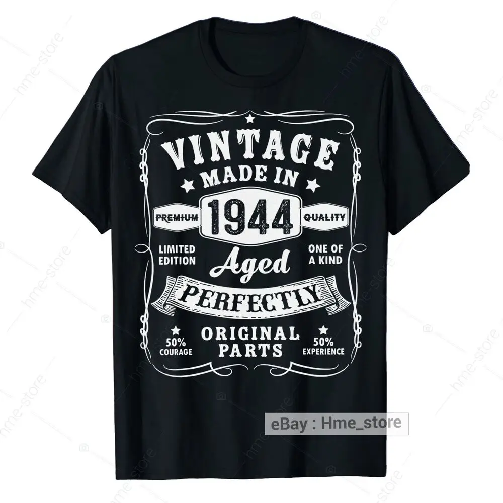 

Vintage 80th Birthday Made In 1944 T-Shirt 80 Years Old Bday Tee Limited Edition Anime Graphic T-shirts