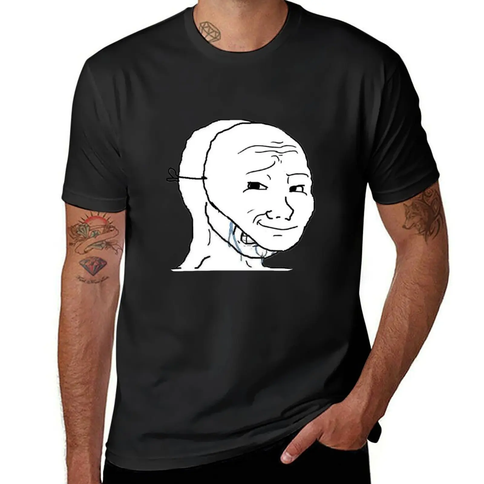 smug but crying inside wojak mask meme T-Shirt tees sports fans mens graphic t-shirts funny