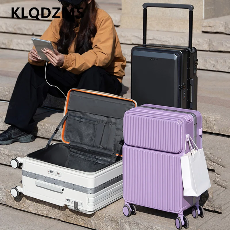 KLQDZMS Women's Luggage 20 Inches ABS + PC Boarding Box 24