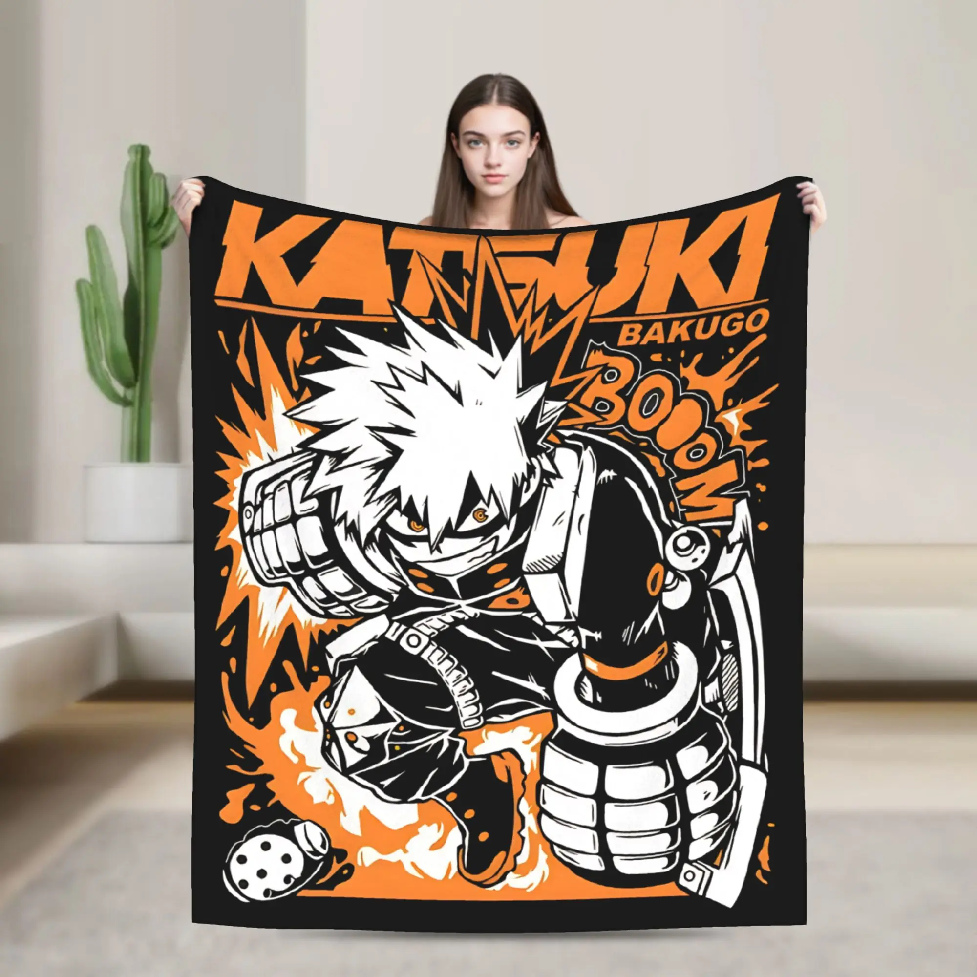 Katsuki Bakugo Decke, Fleece, Frühling/Herbst, multifunktional, ultraweich, Überwurfdecke für Bettwäsche, Schlafzimmer, dünne Plüschdecke