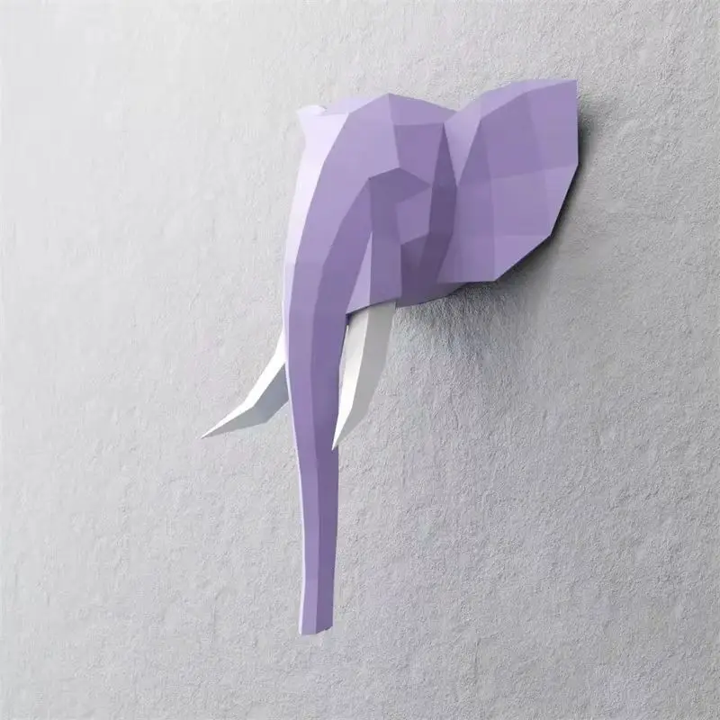 

Elephant Head Animal Paper Model Hallway Ornament Paper Craft 3D DIY Origami Home Decoration Handmade Wall Decor Creative Toys
