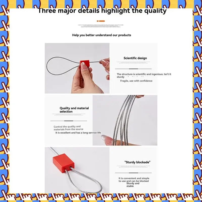 

A79I 30Cm Metal Cable Tie Container Steel Self-Locking Wire Seals 20PCS Square Flat Head One-Time Seals