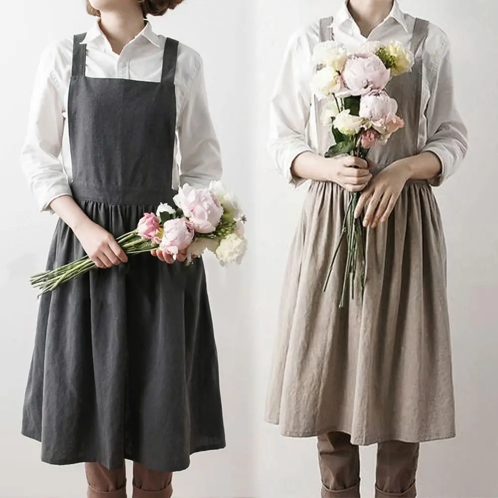 Nordic Cotton Linen Aprons Simple Flower Shop Work Dress Coffee Shops Florist Apron