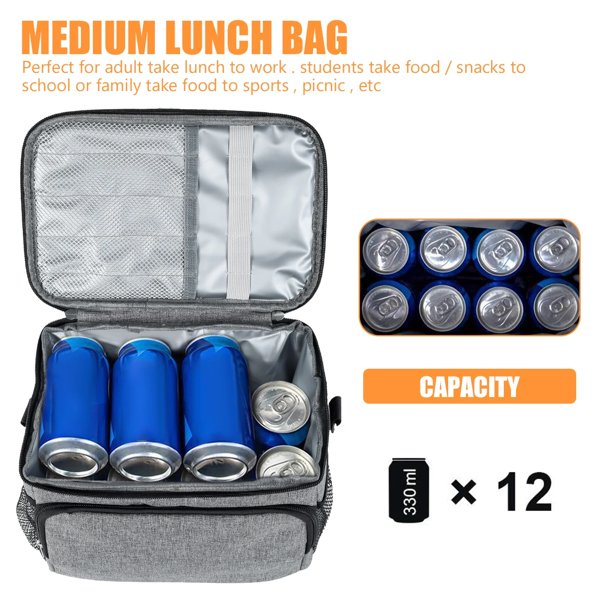 Insulated Lunch Bag Large Capacity Cooler Bag Bento Pack Student Bento Lunch Handbag Leakproof Thermal Lunch Organizer Bags