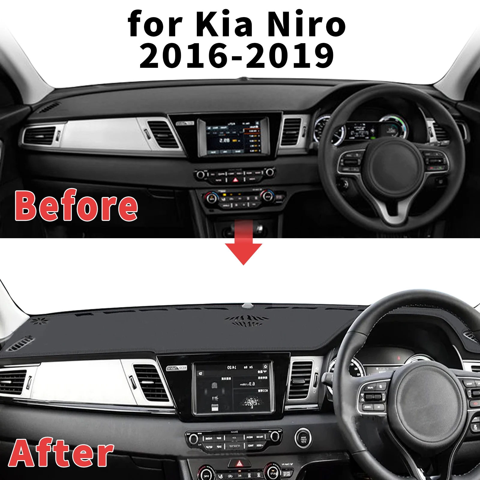 

for Kia Niro e-Niro 2019-2016 Dashboard Cover Sun Shade Protector Dashmat Anti-Glare UV Block Carpet Mat Automotive Dash Mat