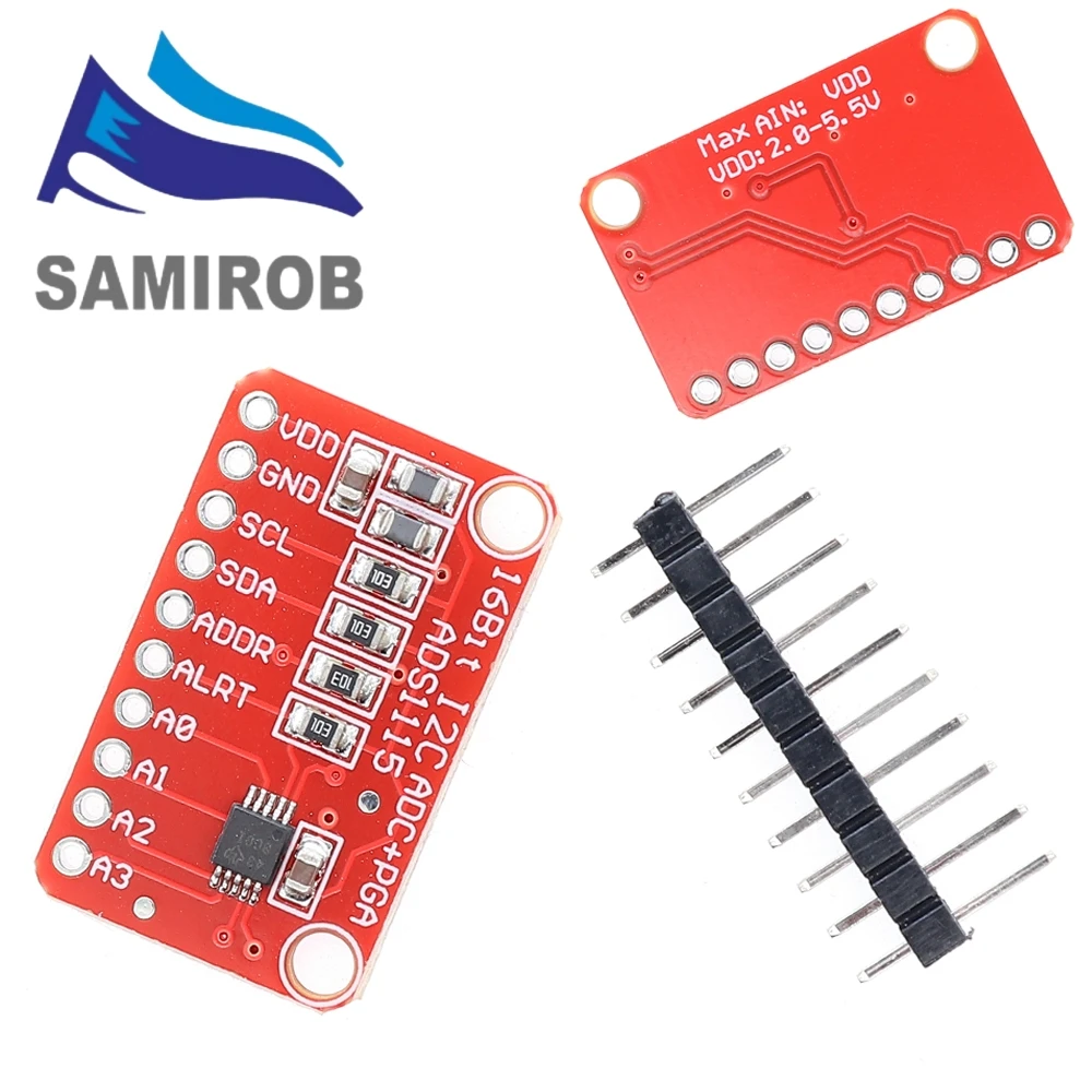 ADS1115 Module Red Board 16 Bit I2C ADC 4 Channel with Pro Gain Amplifier For Arduino