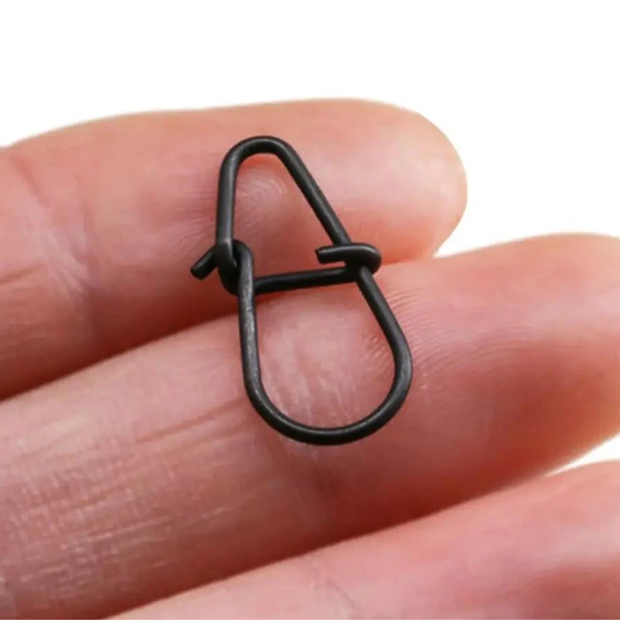 Hochfeste Angelclips mit Doppelverschluss, Edelstahl-Schnellwechsel-Angelclips, Massiv Schwarz-Nickel 29-104lb 50 Stück/Beutel – Detail 5