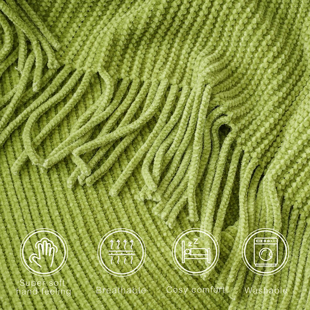 Battilo Chenille Knit Blankets with Tassels Caramel Plaid Throw Blanket for Bed Couch Decorative Sofa Blanket Bedroom Fall Decor