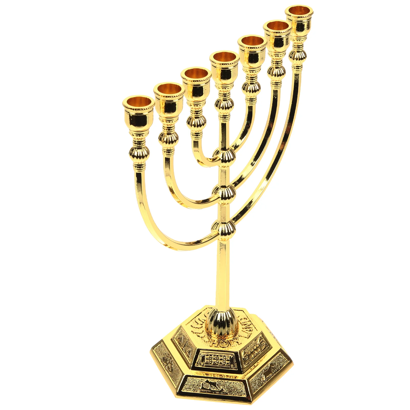 

Tealight Holder Decor Candlesticks Ornaments for Home 7-arm Household Religious Vintage Metal Hanukkah Office Taper