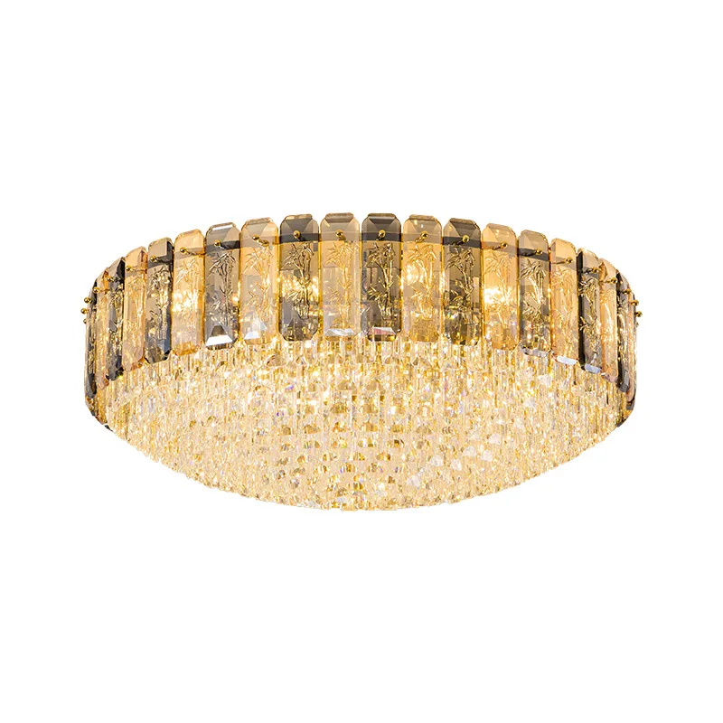 Imagem -06 - Luz de Teto de Cristal para Sala e Quarto Lâmpada de Teto Luxuosa Led Dourado Clássico Techo 2024