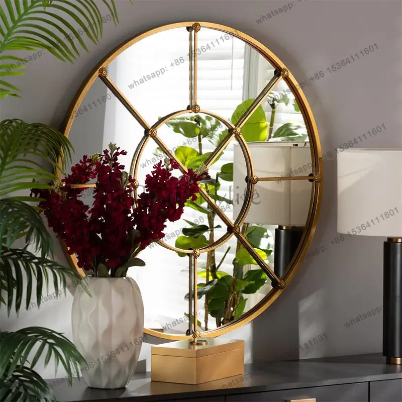 YJ Modern light luxury bedroom bathroom gold wall-mounted mirror bathroom mirror oversized makeup mirror