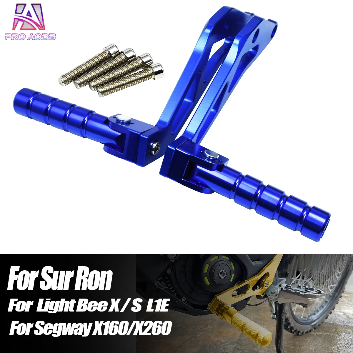 Electric Dirt Bike CNC Rear Passenger Foot Pegs Rests Pedal For Sur-Ron Light Bee X S Segway X160 X260 Off-road E-Bike Parts