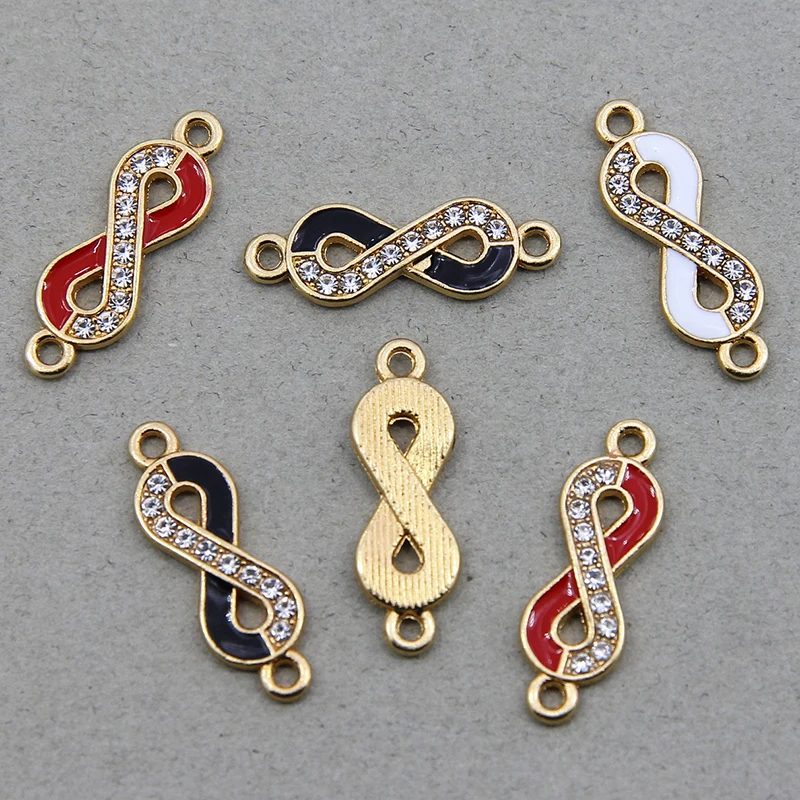 6pcs 8*25mm Crystal Infinity Charms for Jewelry Making Fashion Earring Pendant Connectors Bracelet Necklace Charm Accessories