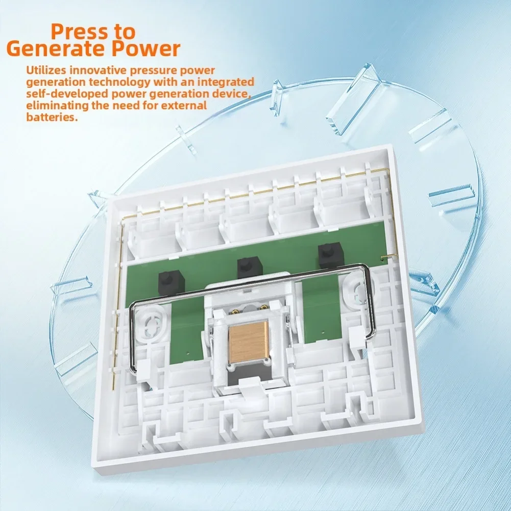 

Wireless Self Generating Remote Control Switch For Home Lighting Waterproof ABS Wall Switch With Portable Controller