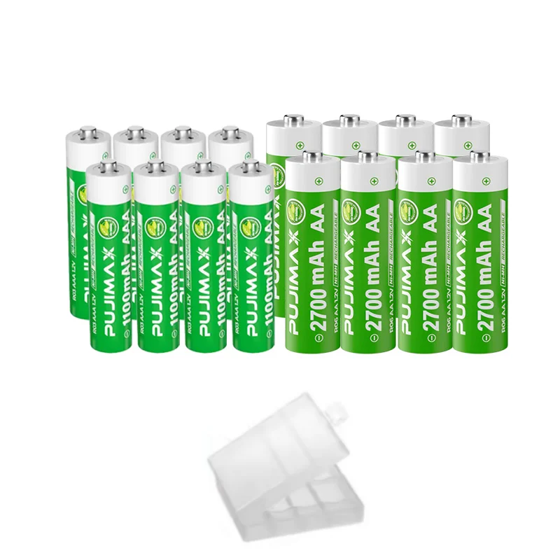 

PUJIMAX 100% New AAA battery 1100mAh Rechageable battery NI-MH 1.2 V AAA batteries+1.2V AA 2700mAh NI-MH Rechargeable Batteries