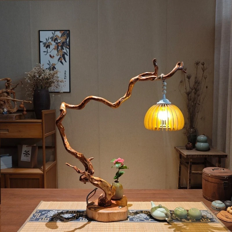 

Ambient light tree root carving decorative ornament DIY handmade lamp