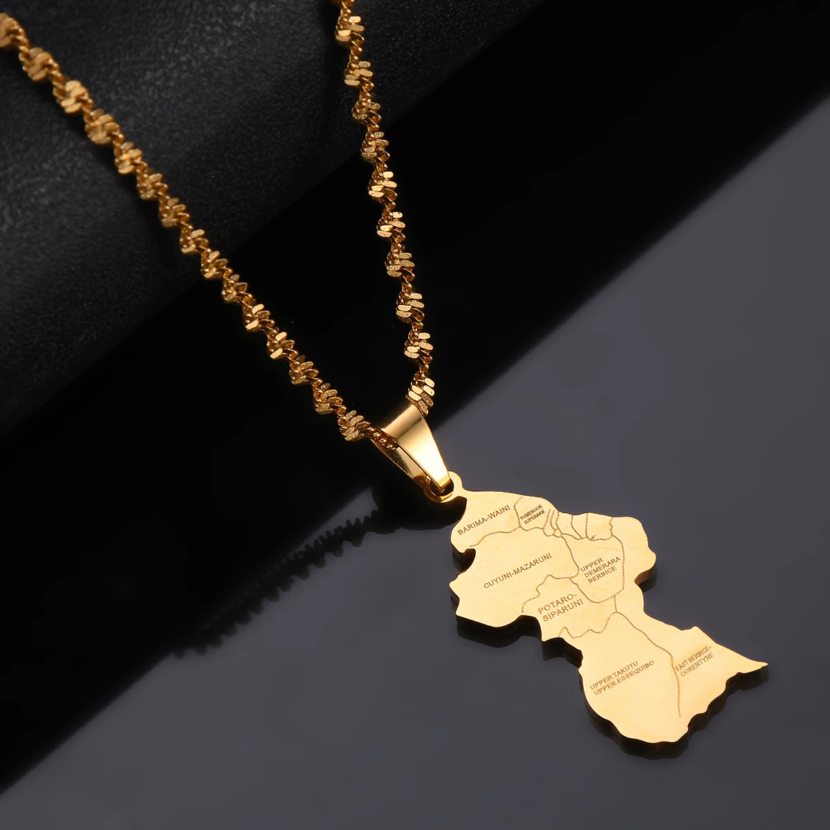 Guyana Map City Pendant Necklace Women Girls Silver Color/Gold Color Guayana Jewelry Republic of Guyana