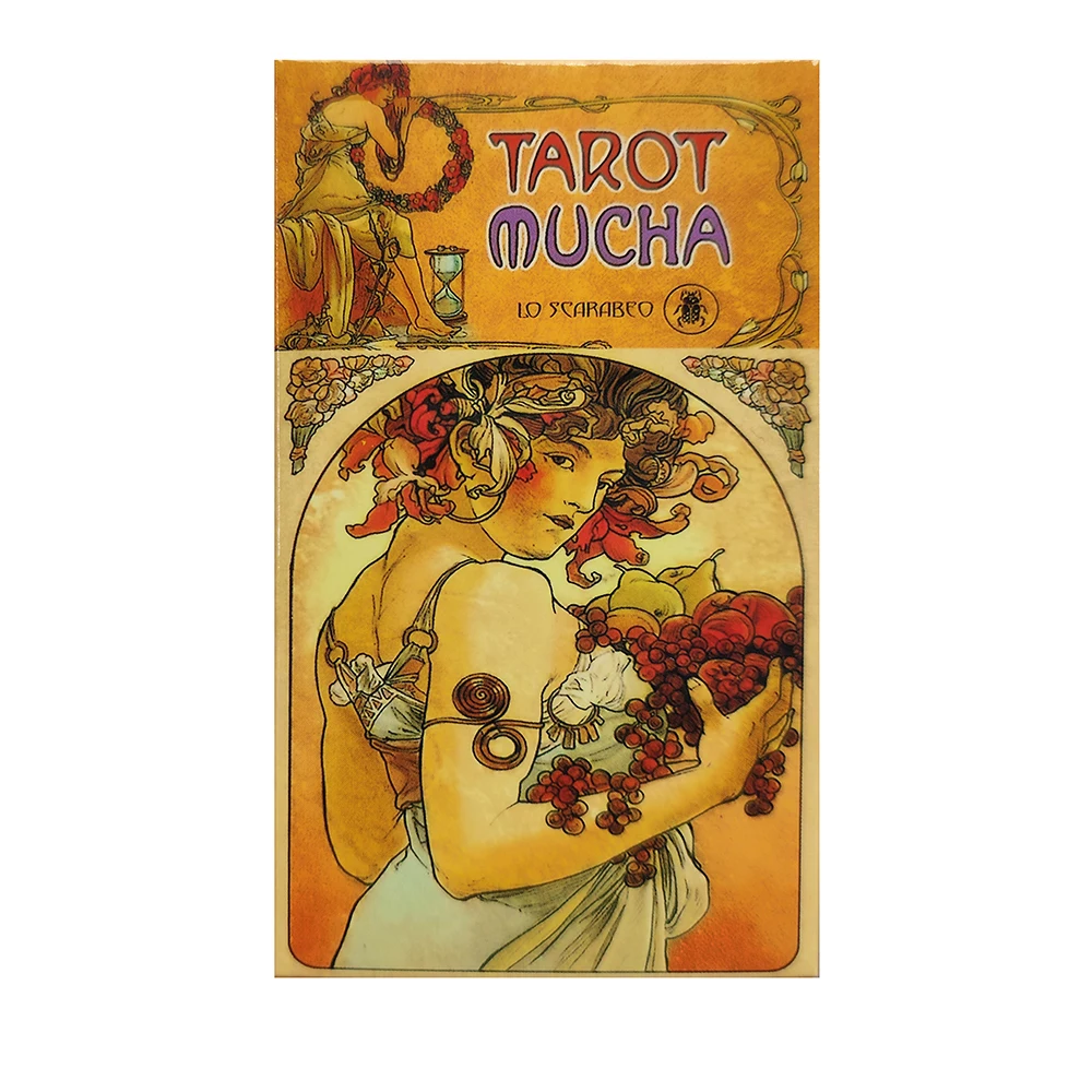 Beautiful Fantasy Tarot Deck. Tarot Divination Mucha Cards five languages: English, Spanish, French, Italian, and German