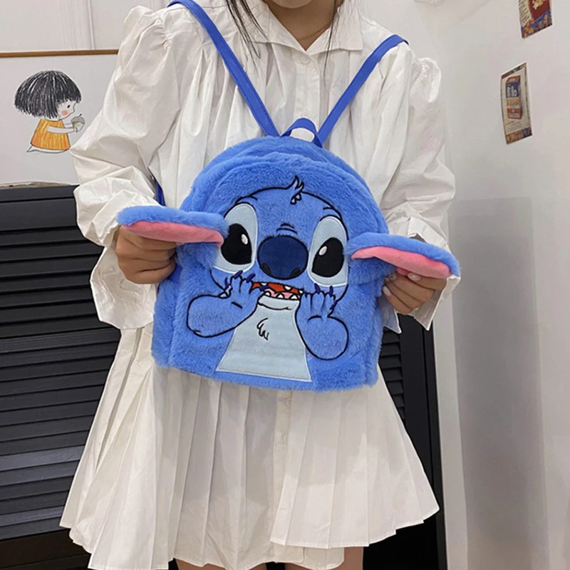 Mochila Kawaii de felpa suave de Lilo Stitch para niños, bolsa escolar de alta calidad con dibujos animados en 3D, Mini Y2K, nueva